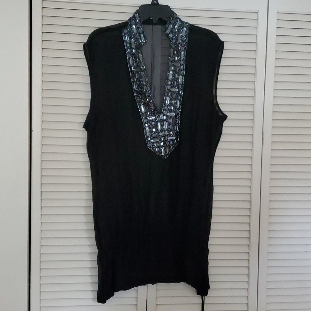 ❣️KAREENA'S black boho embellished sheer tunic